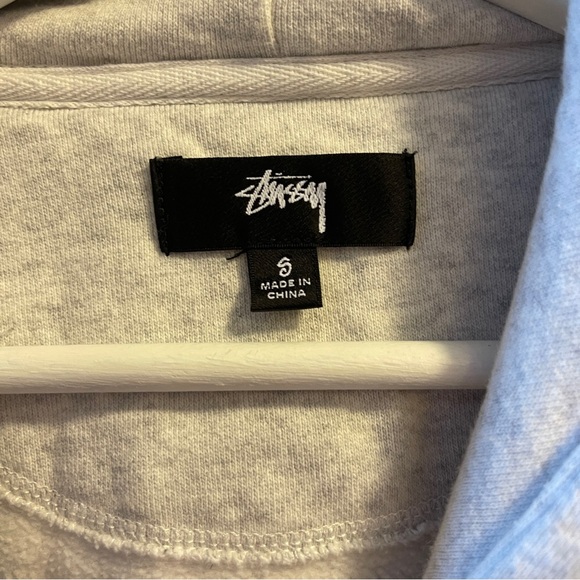 Stussy hoodie grey Gness Boxy Crop Hood Ash Heather size small - Picture 3 of 8